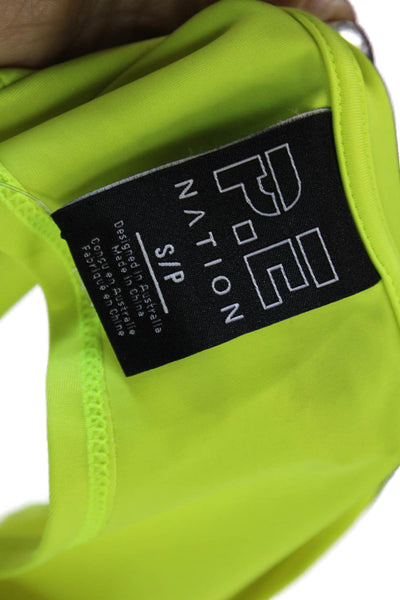 PE Nation Women Cropped Yellow T-Shirt Short Sleeve Crew Neck Size S