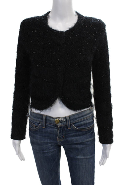 Lil Pour Lautre Women Shrug Sweater Black Wool Snap Long Sleeve Size 36