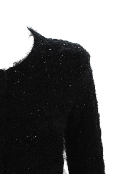 Lil Pour Lautre Women Shrug Sweater Black Wool Snap Long Sleeve Size 36