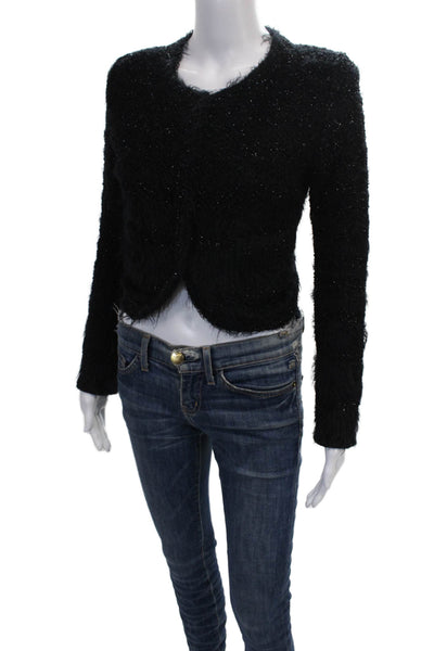 Lil Pour Lautre Women Shrug Sweater Black Wool Snap Long Sleeve Size 36