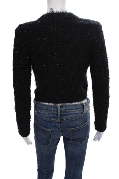 Lil Pour Lautre Women Shrug Sweater Black Wool Snap Long Sleeve Size 36