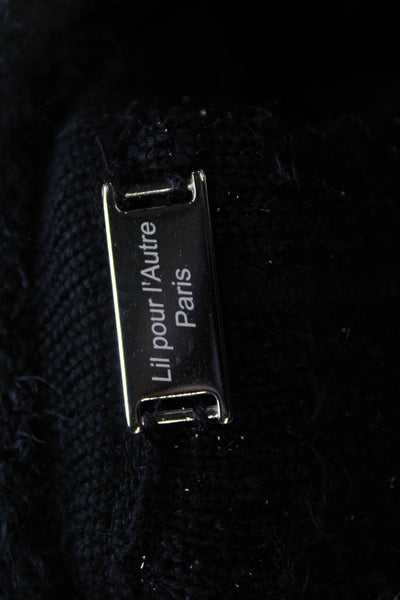 Lil Pour Lautre Women Shrug Sweater Black Wool Snap Long Sleeve Size 36