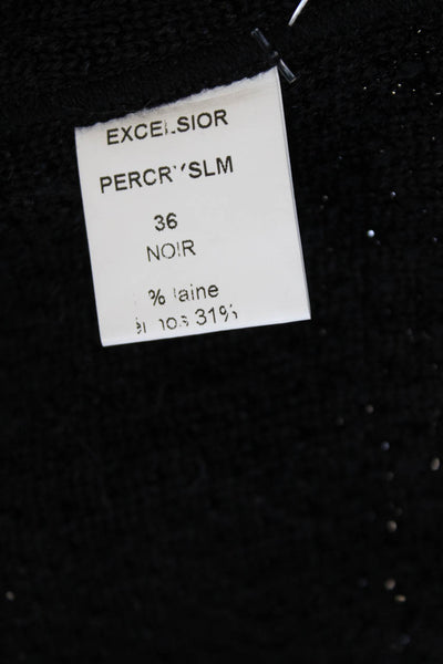 Lil Pour Lautre Women Shrug Sweater Black Wool Snap Long Sleeve Size 36