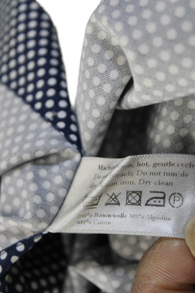 Eton Mens Blue Polka Dot Cotton Dress Shirt Button Up Long Sleeve Size 16.5