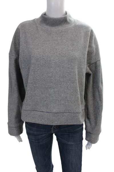 MNG Womens Pullover Sweatshirt Gray Cotton Mock Neck Long Sleeve Size M