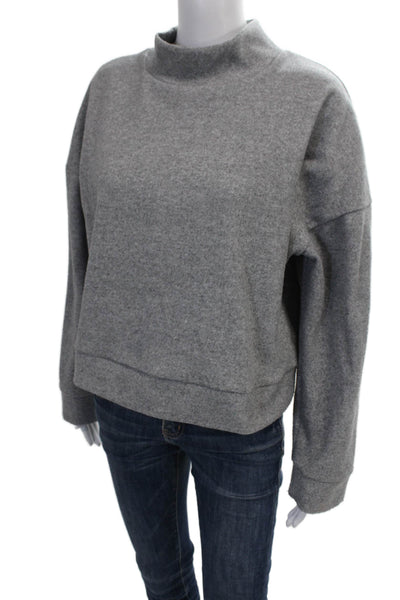 MNG Womens Pullover Sweatshirt Gray Cotton Mock Neck Long Sleeve Size M