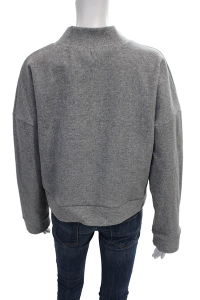 MNG Womens Pullover Sweatshirt Gray Cotton Mock Neck Long Sleeve Size M