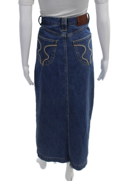 Cult Gaia Women Long Wrap Skirt Blue 100% Cotton Button Solid Fall Size 27