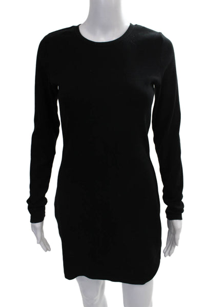 TNA Women Sweater Dress Black Cotton Long Sleeve Crew Neck Size L