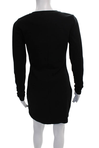 TNA Women Sweater Dress Black Cotton Long Sleeve Crew Neck Size L