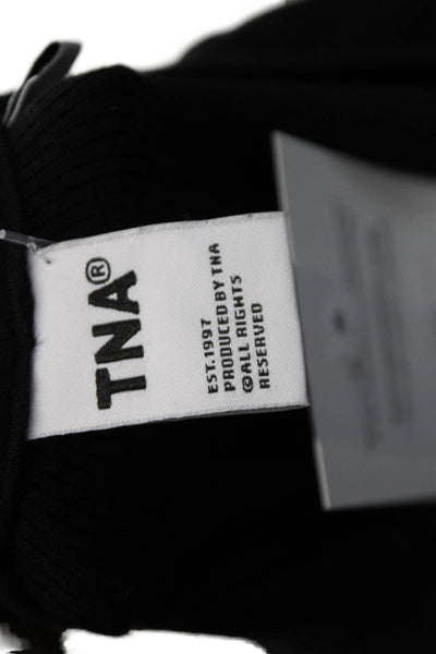 TNA Women Sweater Dress Black Cotton Long Sleeve Crew Neck Size L