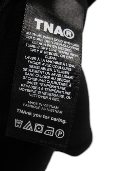 TNA Women Sweater Dress Black Cotton Long Sleeve Crew Neck Size L