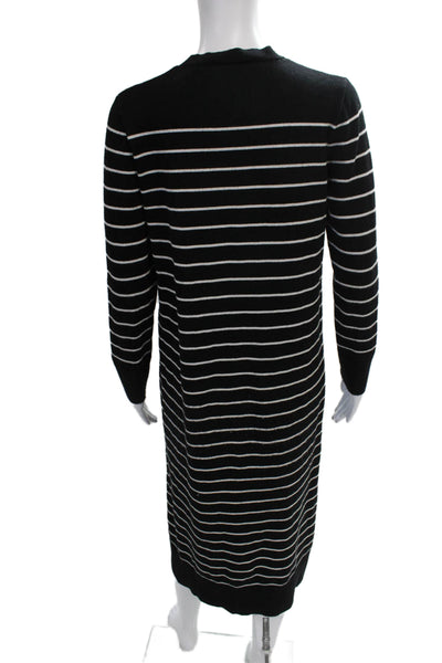 Zara Women Sweater Dress Black Striped Viscose Long Sleeve Knee Length Size S