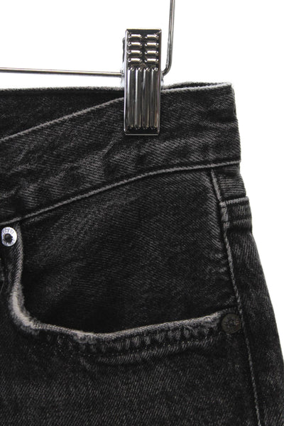 Agolde Womens Straight Jeans Black Button High Rise Size 24