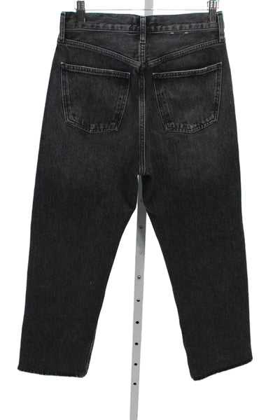 Agolde Womens Straight Jeans Black Button High Rise Size 24