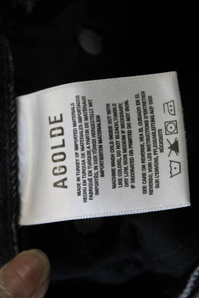 Agolde Womens Straight Jeans Black Button High Rise Size 24