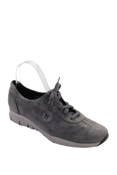 Mephisto Womens Suede Lace Up Low Top Sneakers Grey Size 9