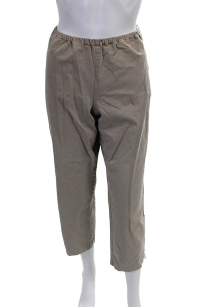 Eileen Fisher Women Capri Pants Beige Cotton Pull On Size M