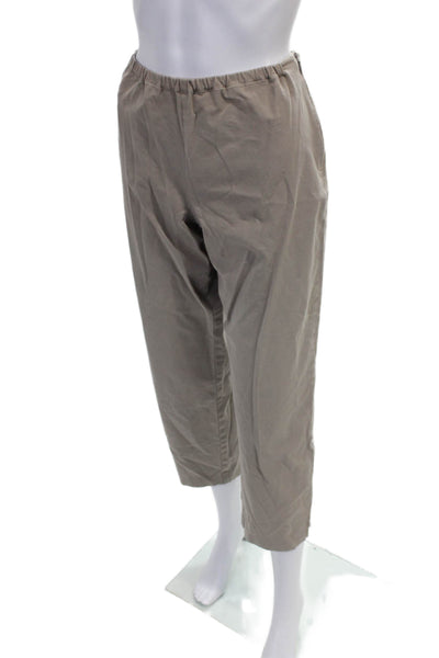 Eileen Fisher Women Capri Pants Beige Cotton Pull On Size M