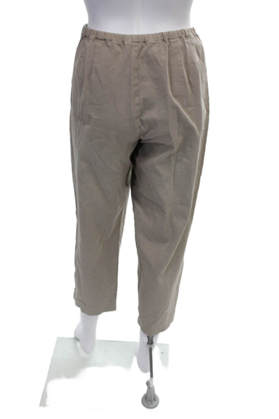 Eileen Fisher Women Capri Pants Beige Cotton Pull On Size M