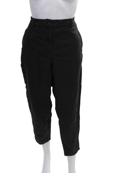 Eileen Fisher Women Cropped Black Organic Cotton Pants Size 8
