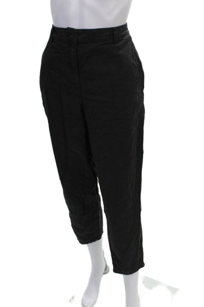 Eileen Fisher Women Cropped Black Organic Cotton Pants Size 8