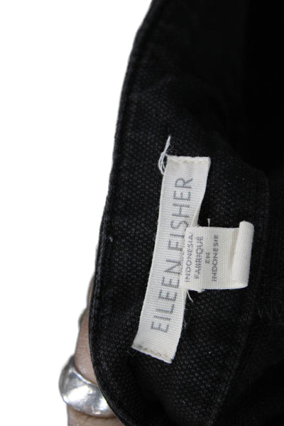 Eileen Fisher Women Cropped Black Organic Cotton Pants Size 8