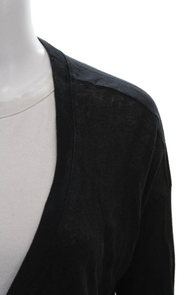 Splendid Women Cardigan Sweater V-Neck Cotton Black Long Sleeve Size S