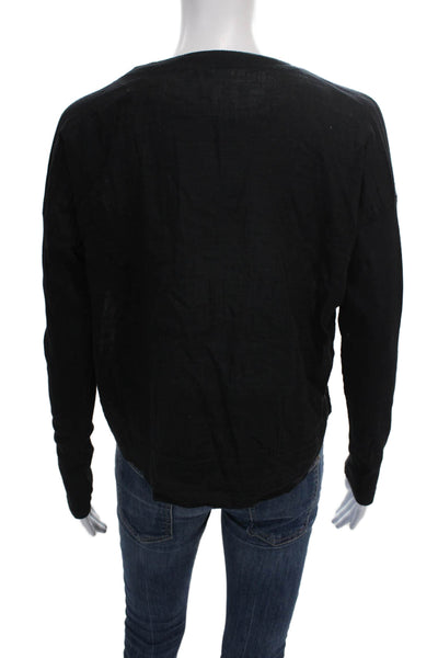 Splendid Women Cardigan Sweater V-Neck Cotton Black Long Sleeve Size S
