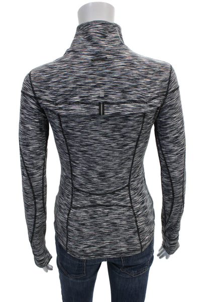 Blanc Noir Womens Track Jacket Gray Zip Long Sleeve Flecked Nylon Size S