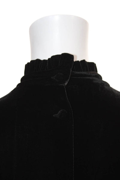 Frame Womens Pullover Blouse Black High Neck Long Sleeve Petite Size S