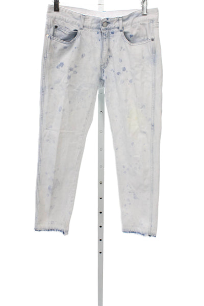 Stella McCartney Women Cropped Bleached Blue Cotton Jeans Low Rise Size S