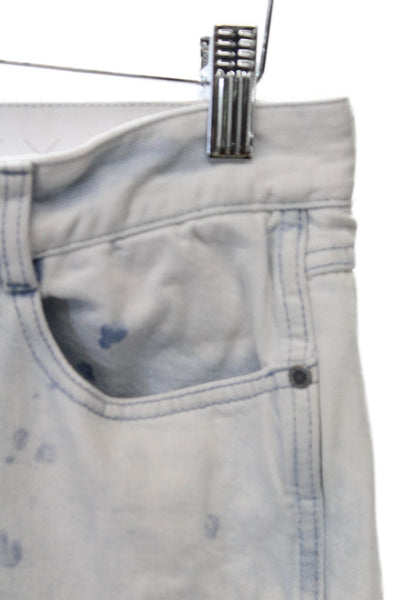 Stella McCartney Women Cropped Bleached Blue Cotton Jeans Low Rise Size S