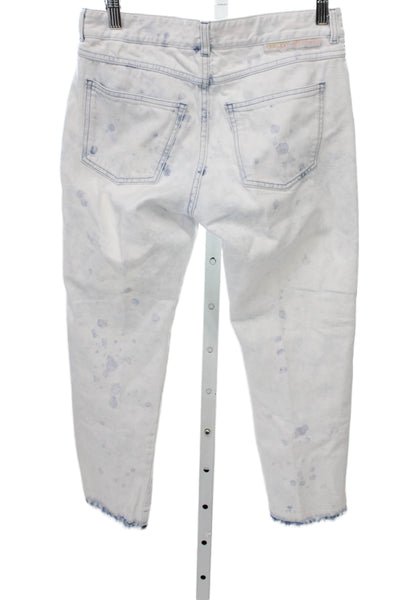 Stella McCartney Women Cropped Bleached Blue Cotton Jeans Low Rise Size S