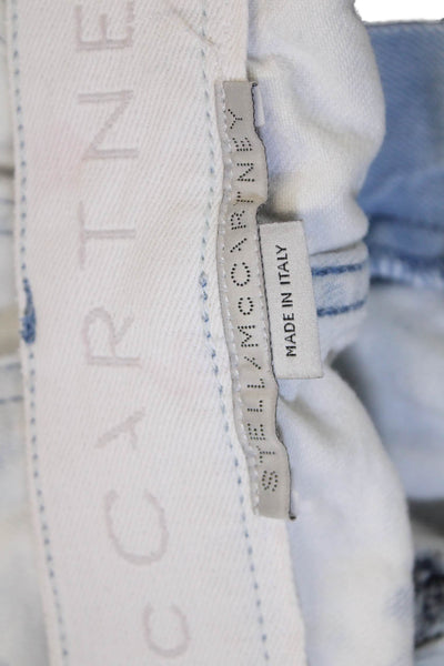 Stella McCartney Women Cropped Bleached Blue Cotton Jeans Low Rise Size S