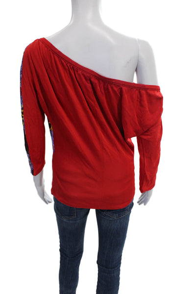 VERSUS by Versace Women One Shoulder Paisley Rayon Long Sleeve Blouse Size L