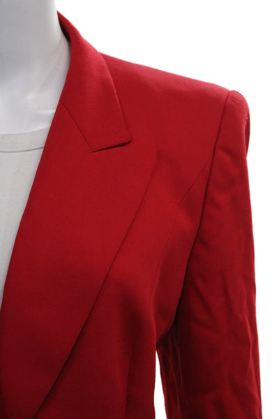 Escada Margaretha Ley Women Blazer Red Virgin Wool Button Long Sleeve Size S