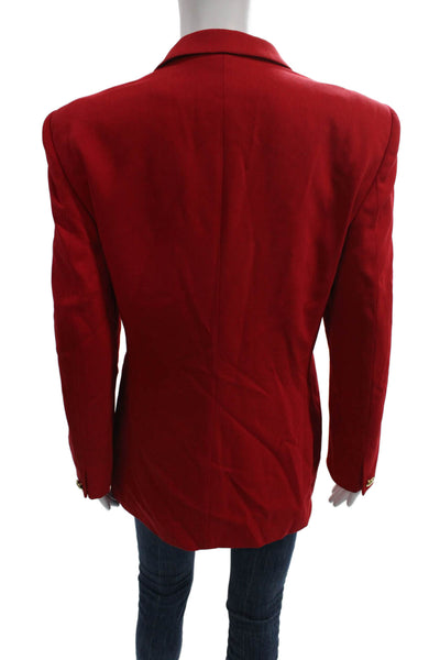 Escada Margaretha Ley Women Blazer Red Virgin Wool Button Long Sleeve Size S