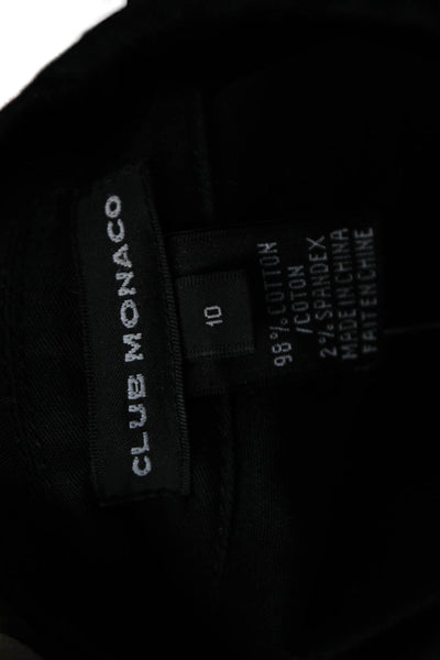 Club Monaco Women Shirt Dress Black Collared 3/4 Sleeve Short Cotton Size 10