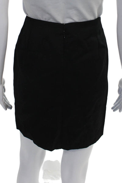 Gianni Versace Women Black Wool Straight Pencil Skirt Zip Size 44