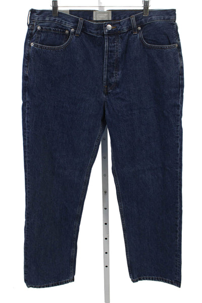 Everlane Womens Blue Straight Jeans High Rise Cotton Button Size 9