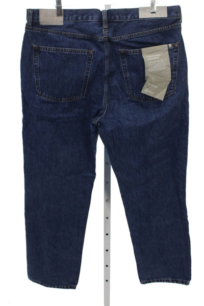 Everlane Womens Blue Straight Jeans High Rise Cotton Button Size 9