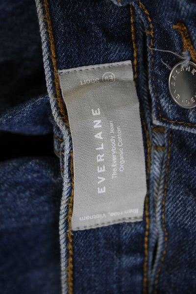 Everlane Womens Blue Straight Jeans High Rise Cotton Button Size 9