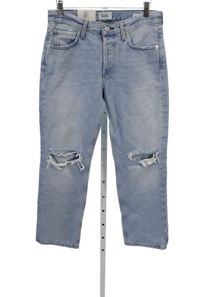 Everlane Womens Blue Straight Jeans High Rise Cotton Button Size 9
