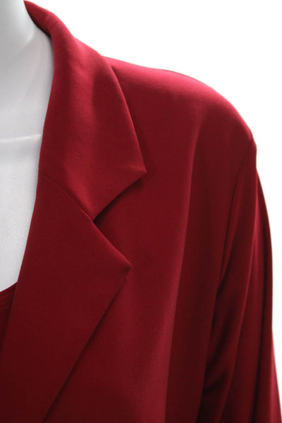 Sympli Women Blazer Outfit Set Red Polyester Collared Button Long Sleeve Size 8