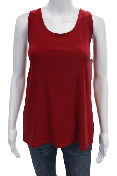 Sympli Women Collared Red Top Set Button Polyester Long Sleeve Size 12