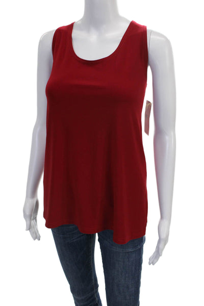 Sympli Women Collared Red Top Set Button Polyester Long Sleeve Size 12