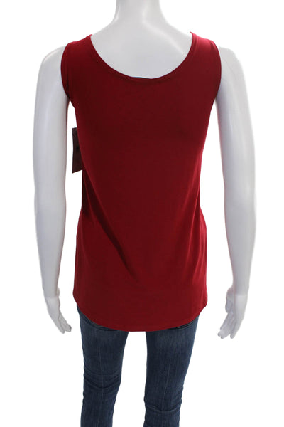 Sympli Women Collared Red Top Set Button Polyester Long Sleeve Size 12