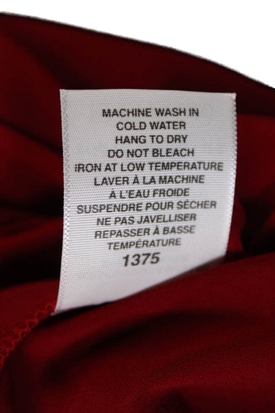Sympli Women Collared Red Top Set Button Polyester Long Sleeve Size 12