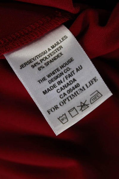 Sympli Women Collared Red Top Set Button Polyester Long Sleeve Size 12